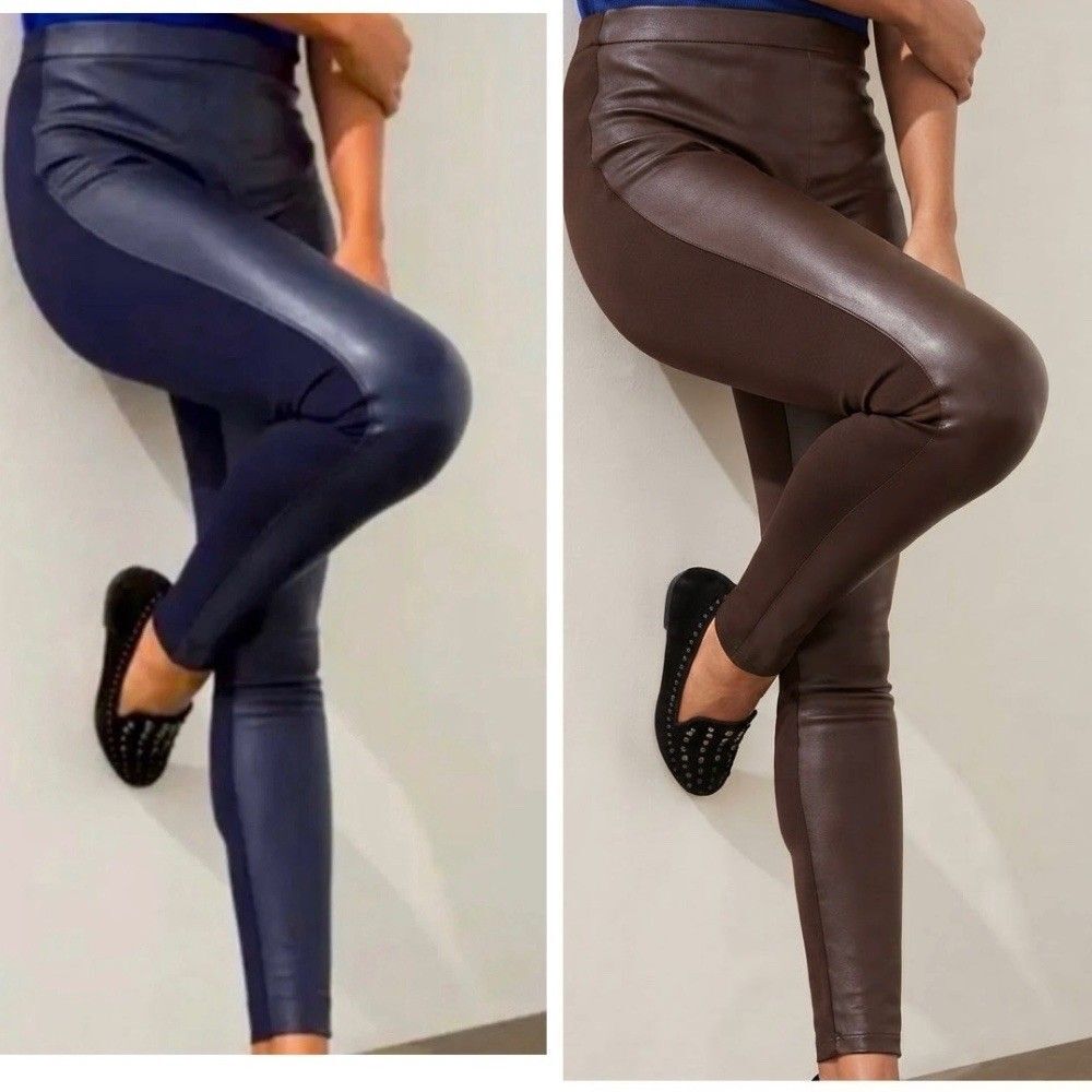 Chico's BUNDLE OF 2 Faux Leather Front Ponte Back Leggings Ankle SZ 2R/US12 NWT